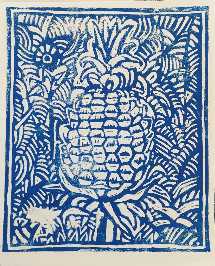 Ananas Linocut